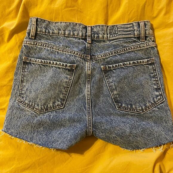 REVICE Denim V Cut Waistband Low Waist Cutoff Micro Shorts Size 26 Y2K Boho - Picture 9 of 10